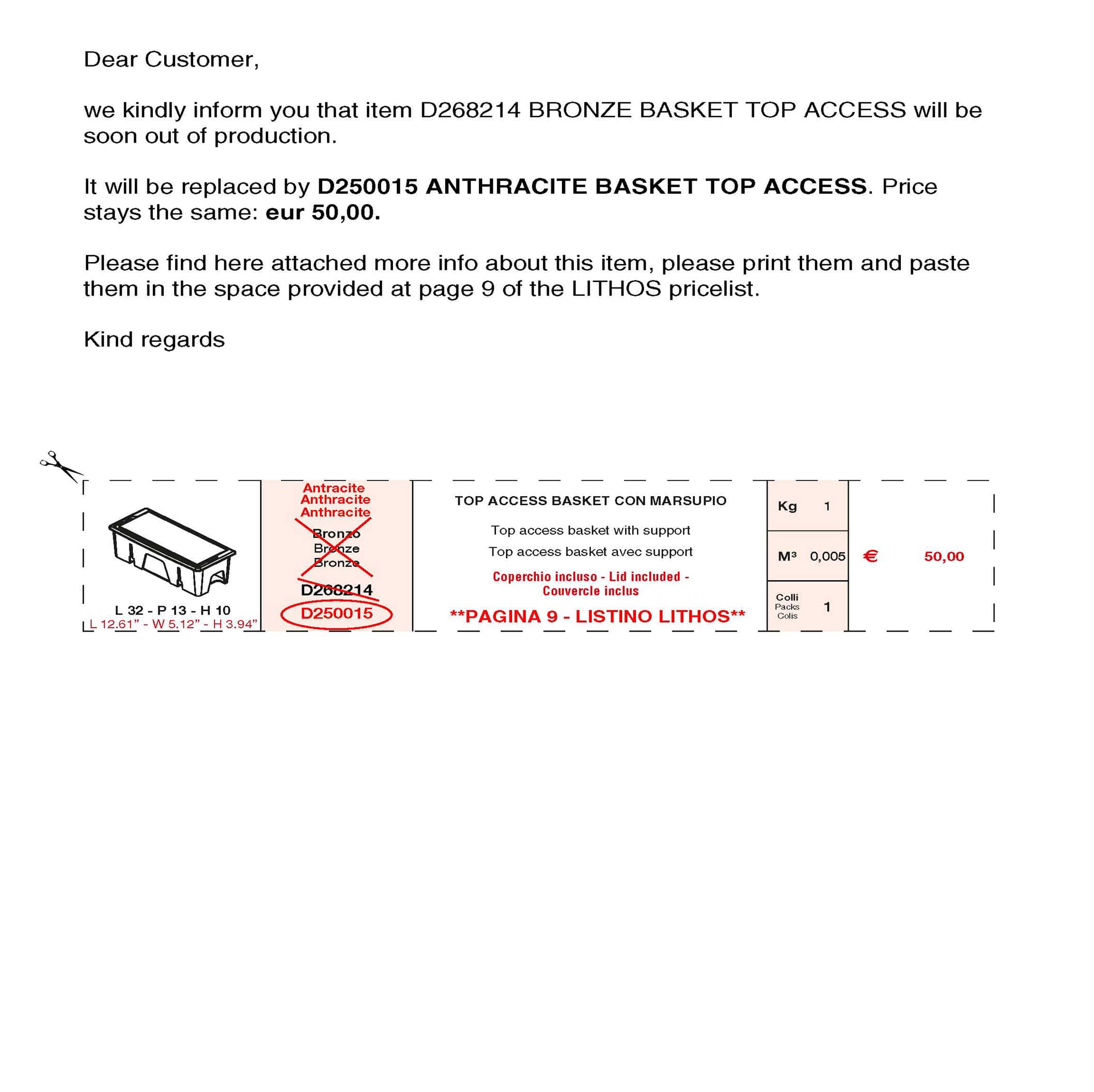 NEW ANTHRACITE BASKET TOP ACCESS